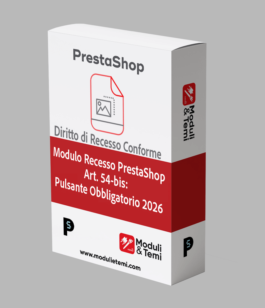 Confezione modulo KeRecesso — Pulsante di Recesso PrestaShop Art. 54-bis
